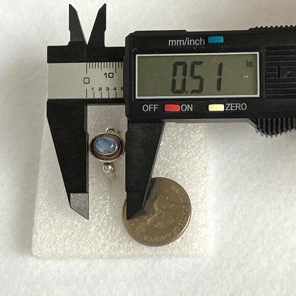 Sterling Silver 925 Blue Flash Oval Bezel Set Labradorite Feldspar Ring Sz 6.25 - Picture 14 of 16